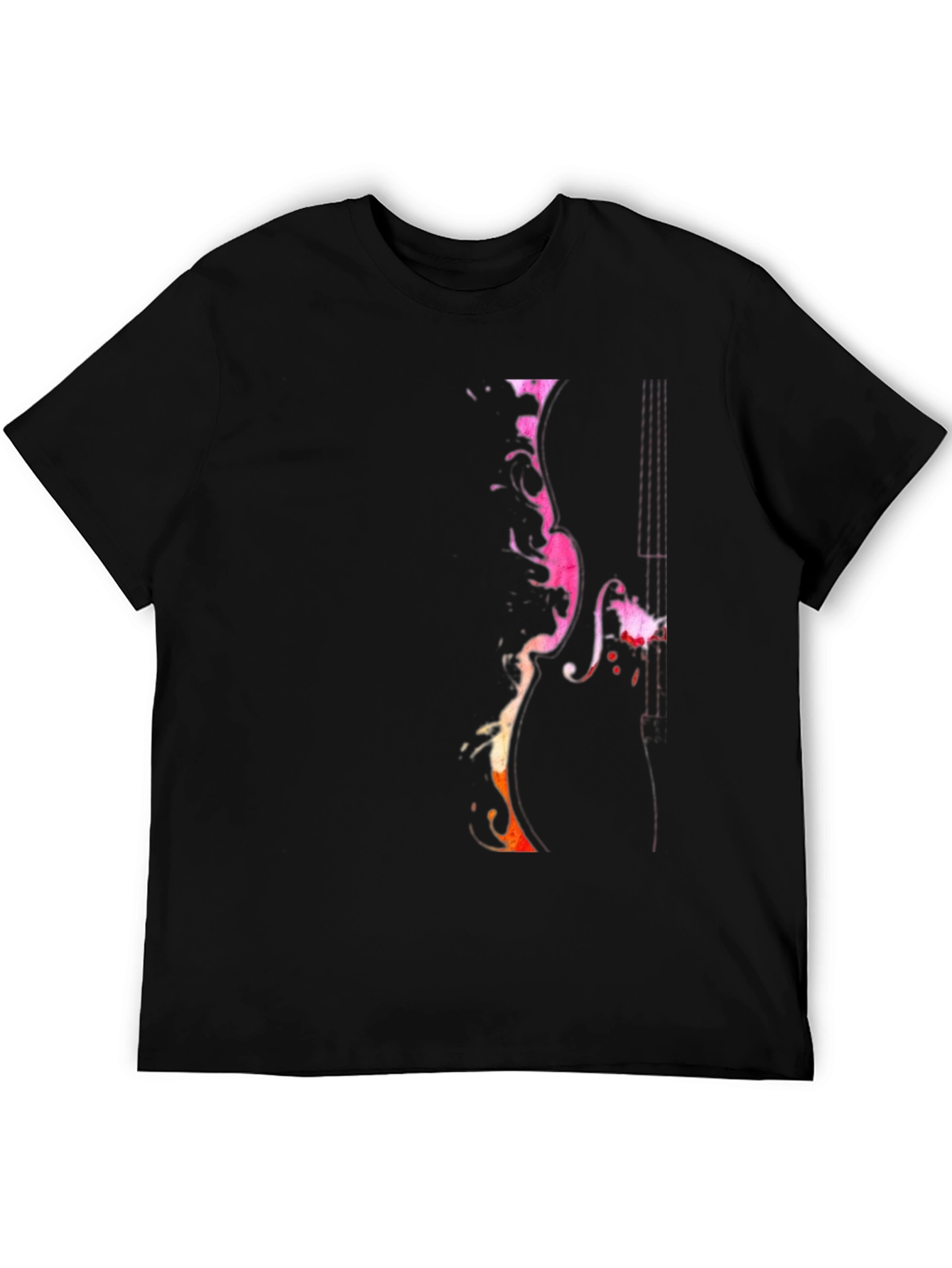 Abstract Violin Graphic Tee - Mens Black T-Shirt