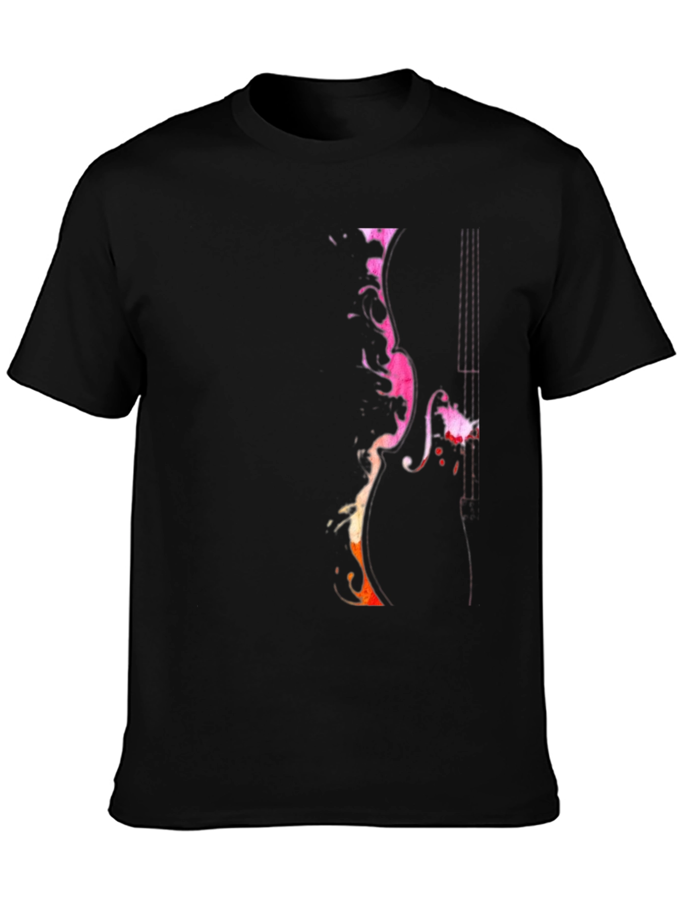 Abstract Violin Graphic Tee - Mens Black T-Shirt
