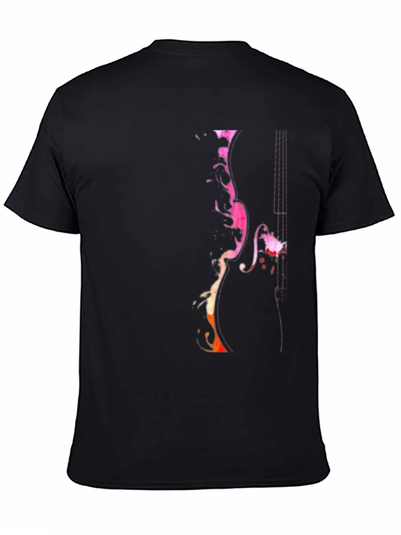 Abstract Violin Graphic Tee - Mens Black T-Shirt
