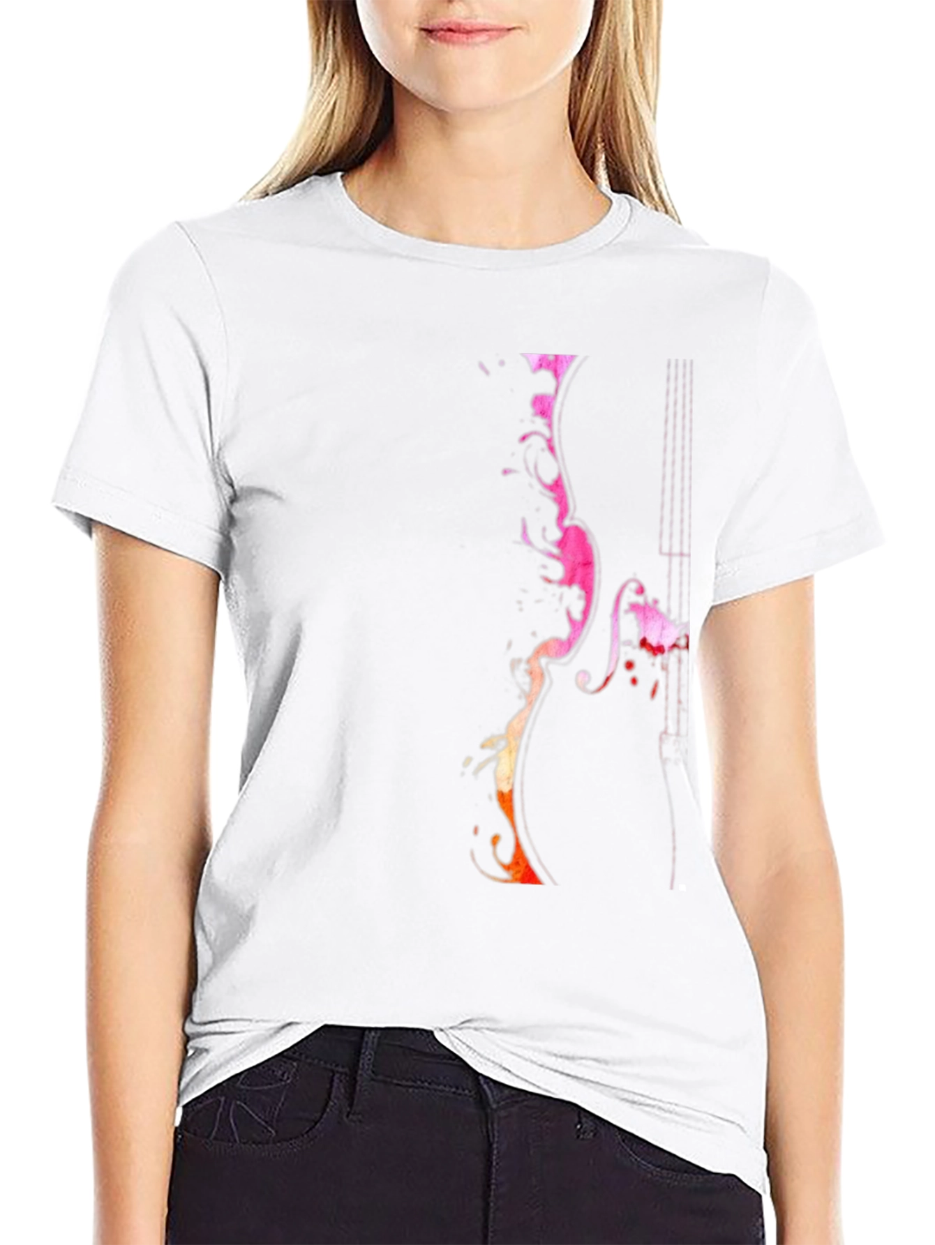 Abstract Violin Graphic Tee - Mens Black T-Shirt