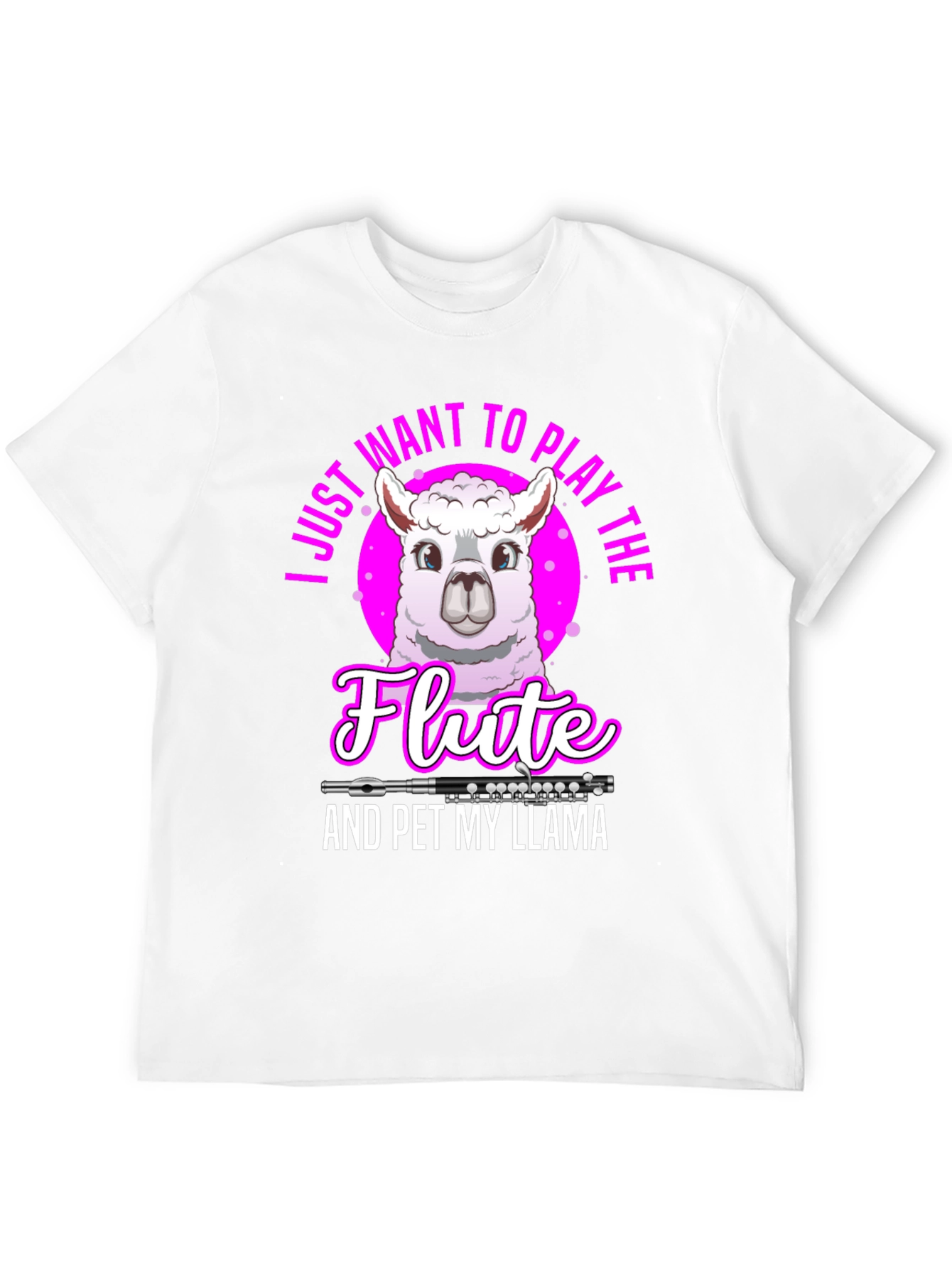 Funny Llama Flute Player Graphic T-Shirt