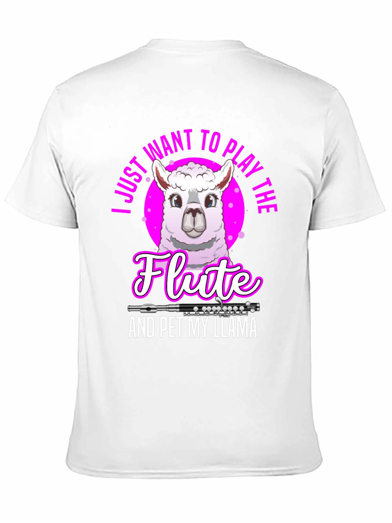 Funny Llama Flute Player Graphic T-Shirt