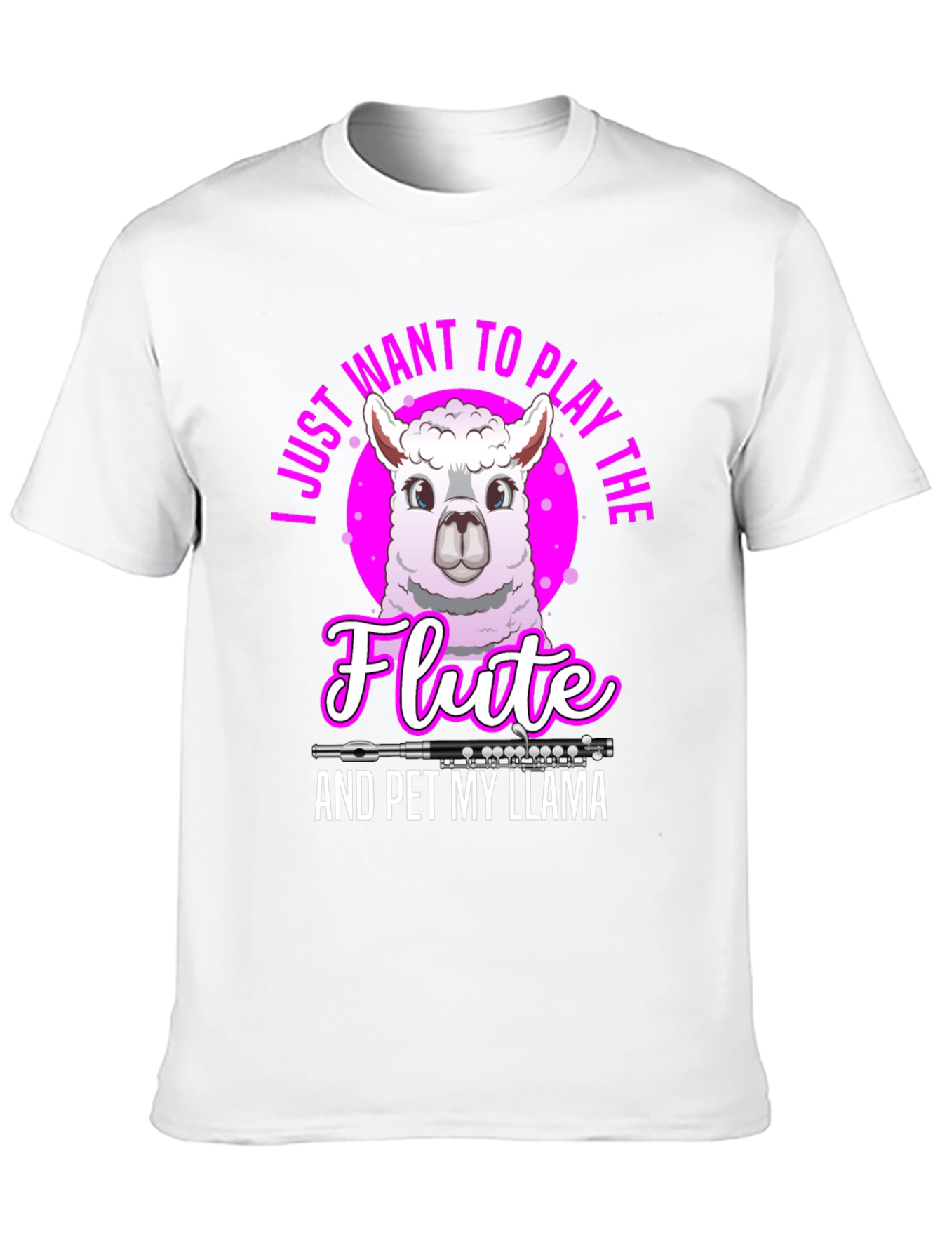 Funny Llama Flute Player Graphic T-Shirt