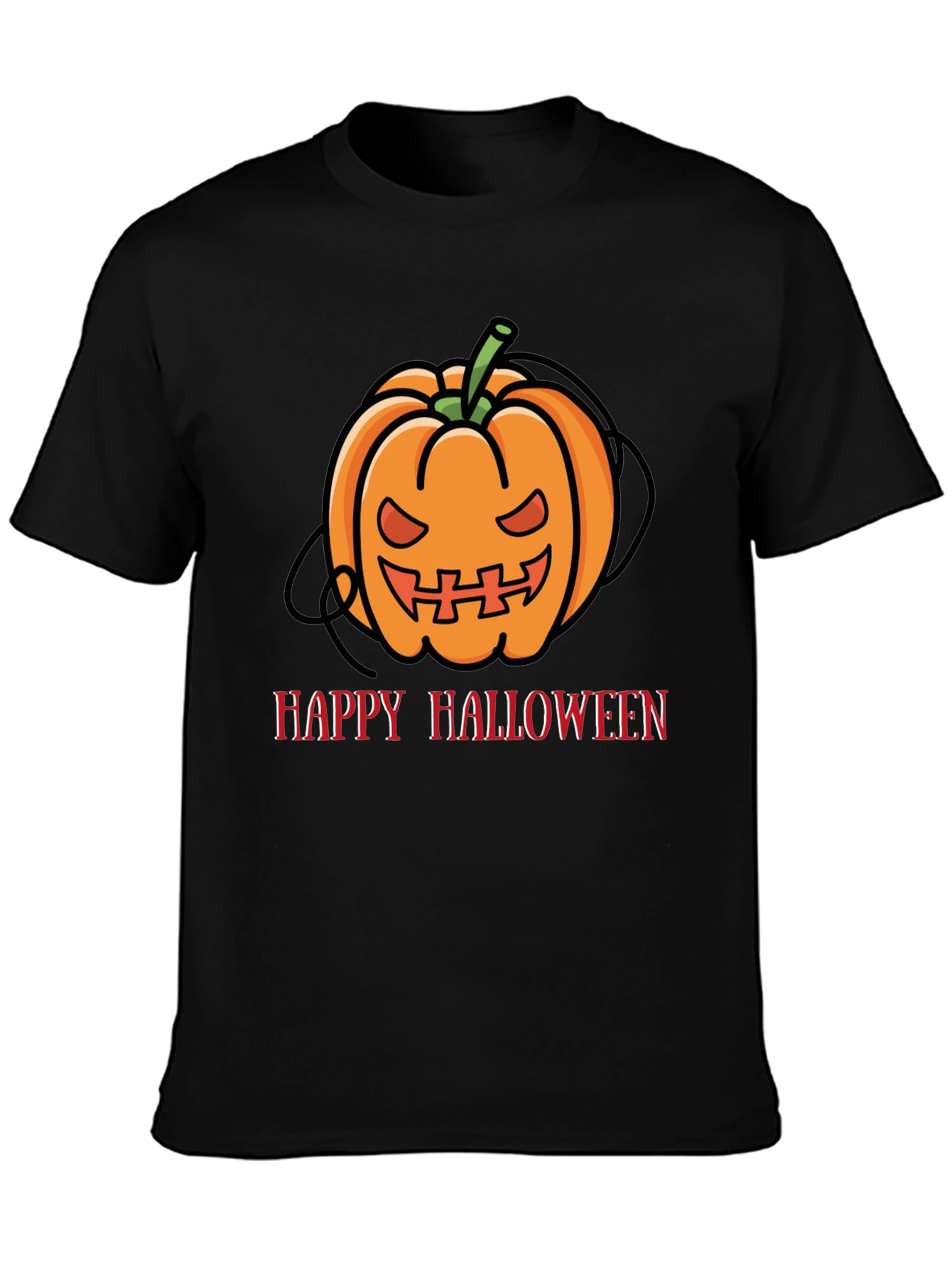 Happy Halloween Pumpkin Graphic Tee - Black