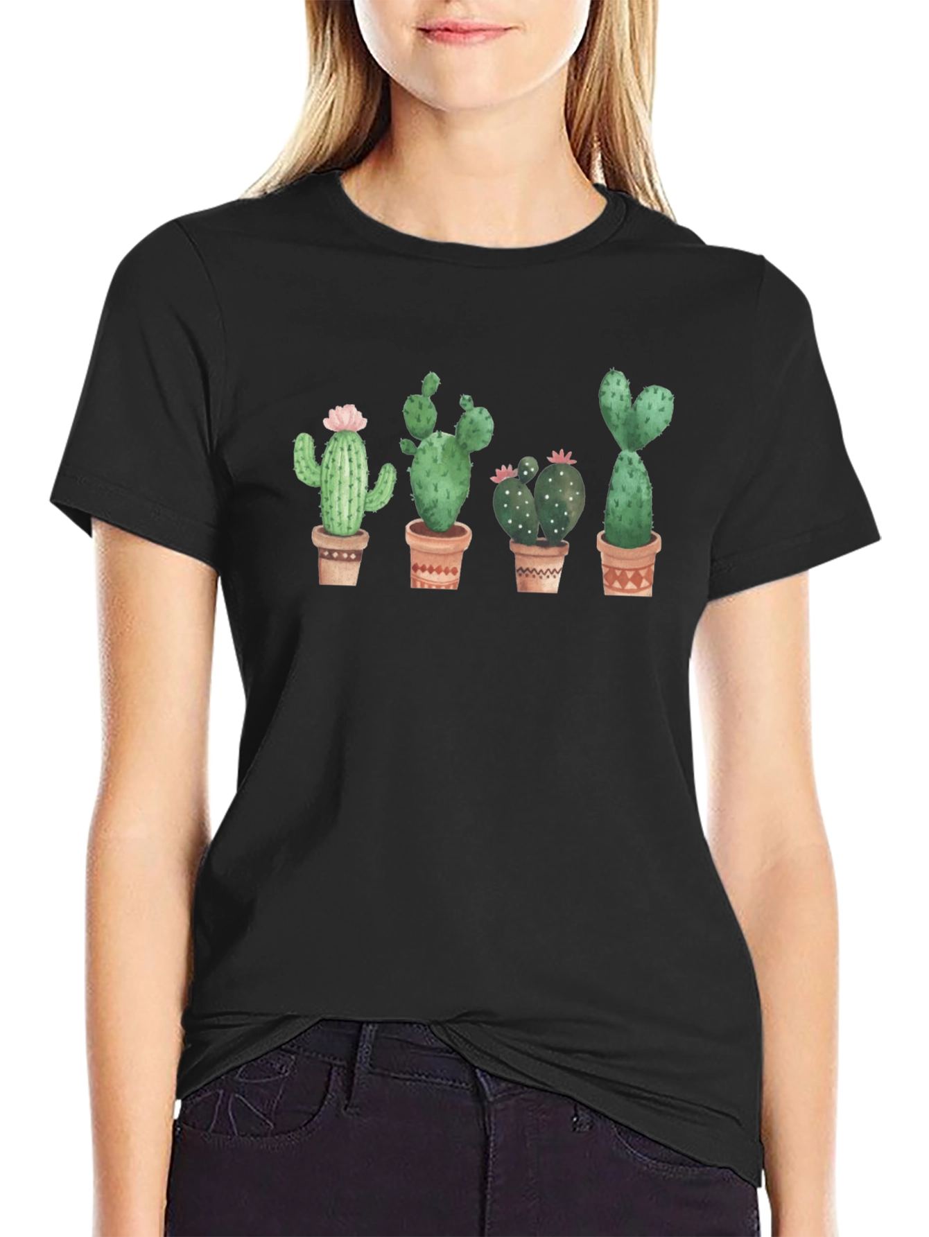 Cactus Plant Graphic Black T-Shirt