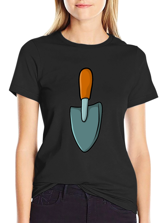 Gardening Shovel Graphic Tee - Black Casual T-Shirt