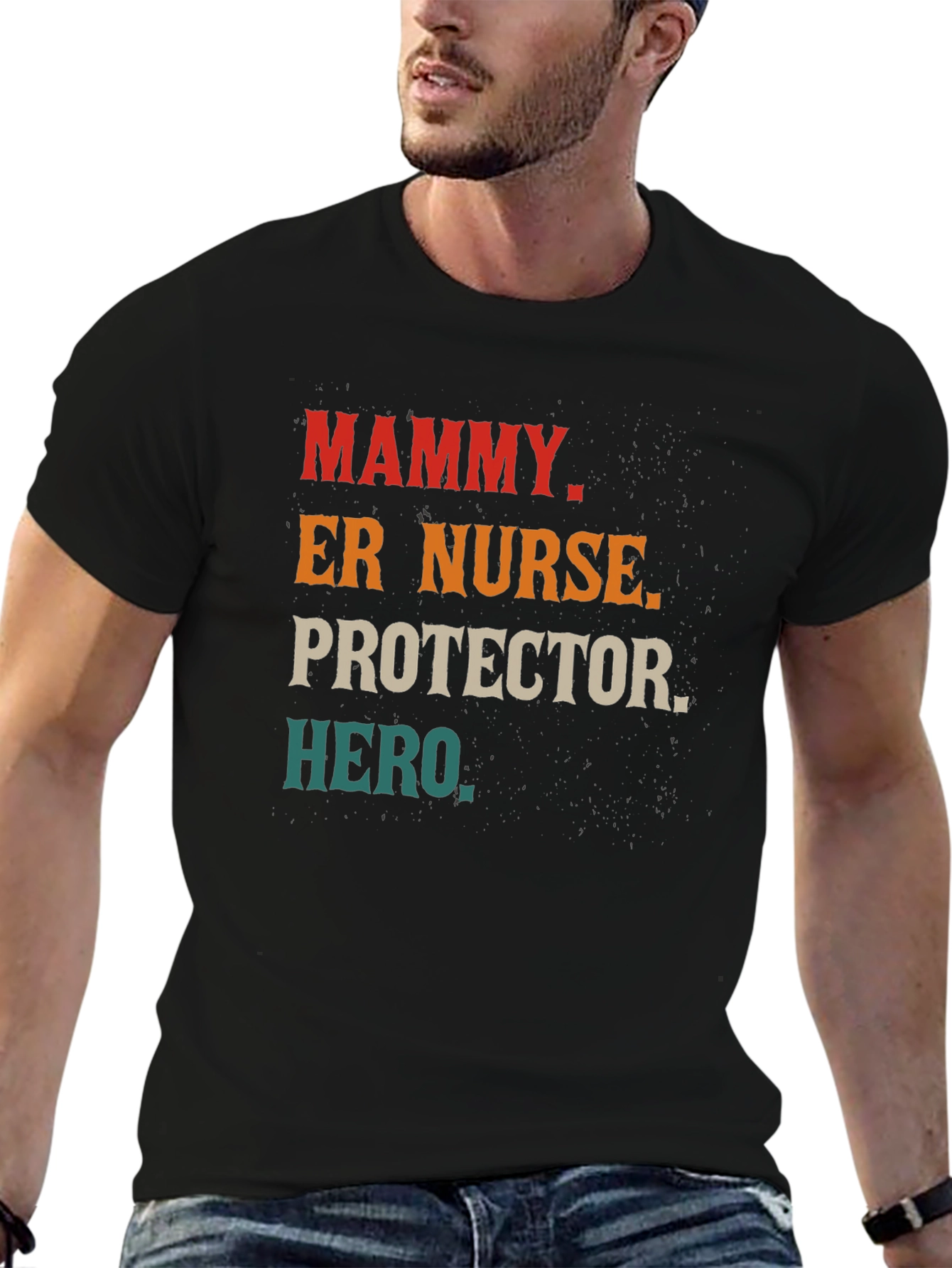 Mammy Nurse Hero Tee - Black Cotton Graphic T-Shirt