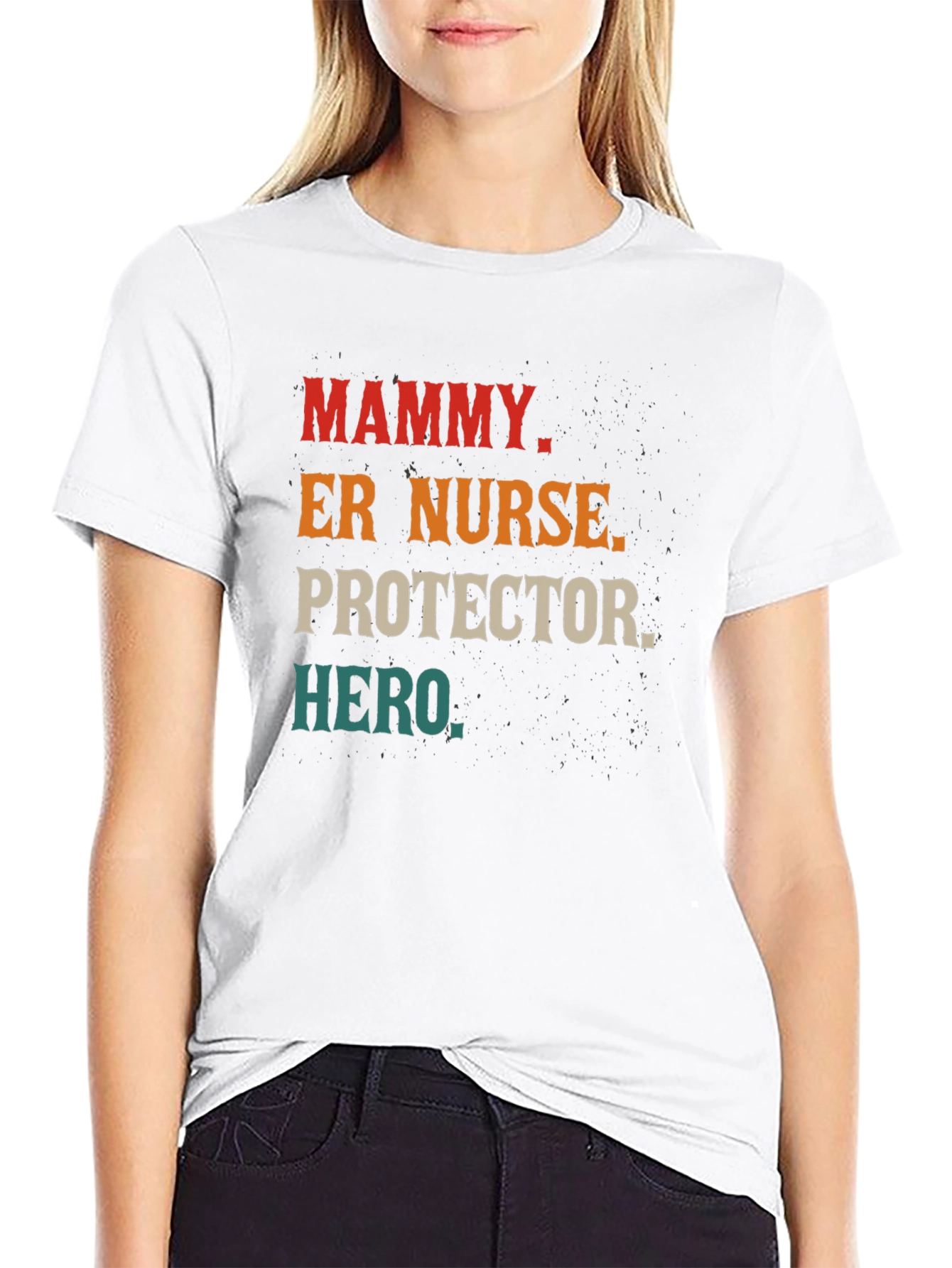 Mammy Nurse Hero Tee - Black Cotton Graphic T-Shirt