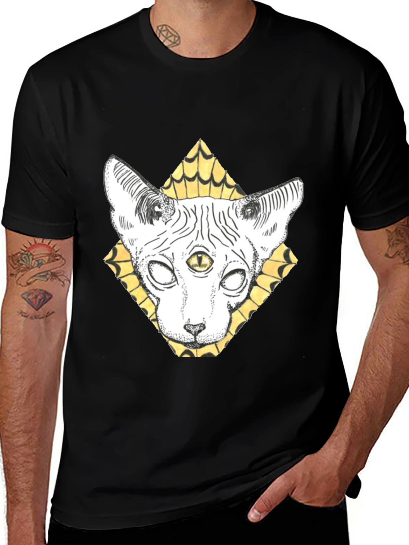 Third Eye Cat Graphic Tee - Unique Design