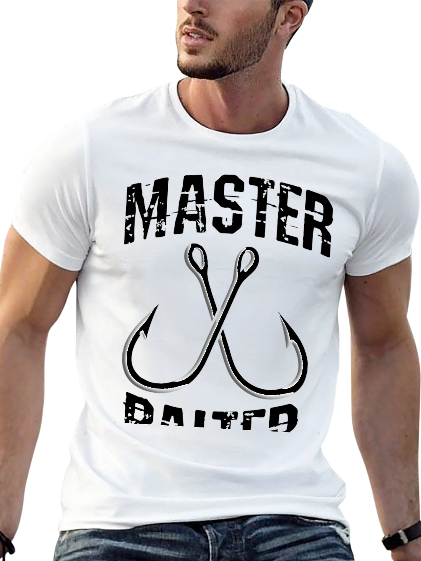 Master Baiter Black Graphic T-Shirt - Fishing Hook Design