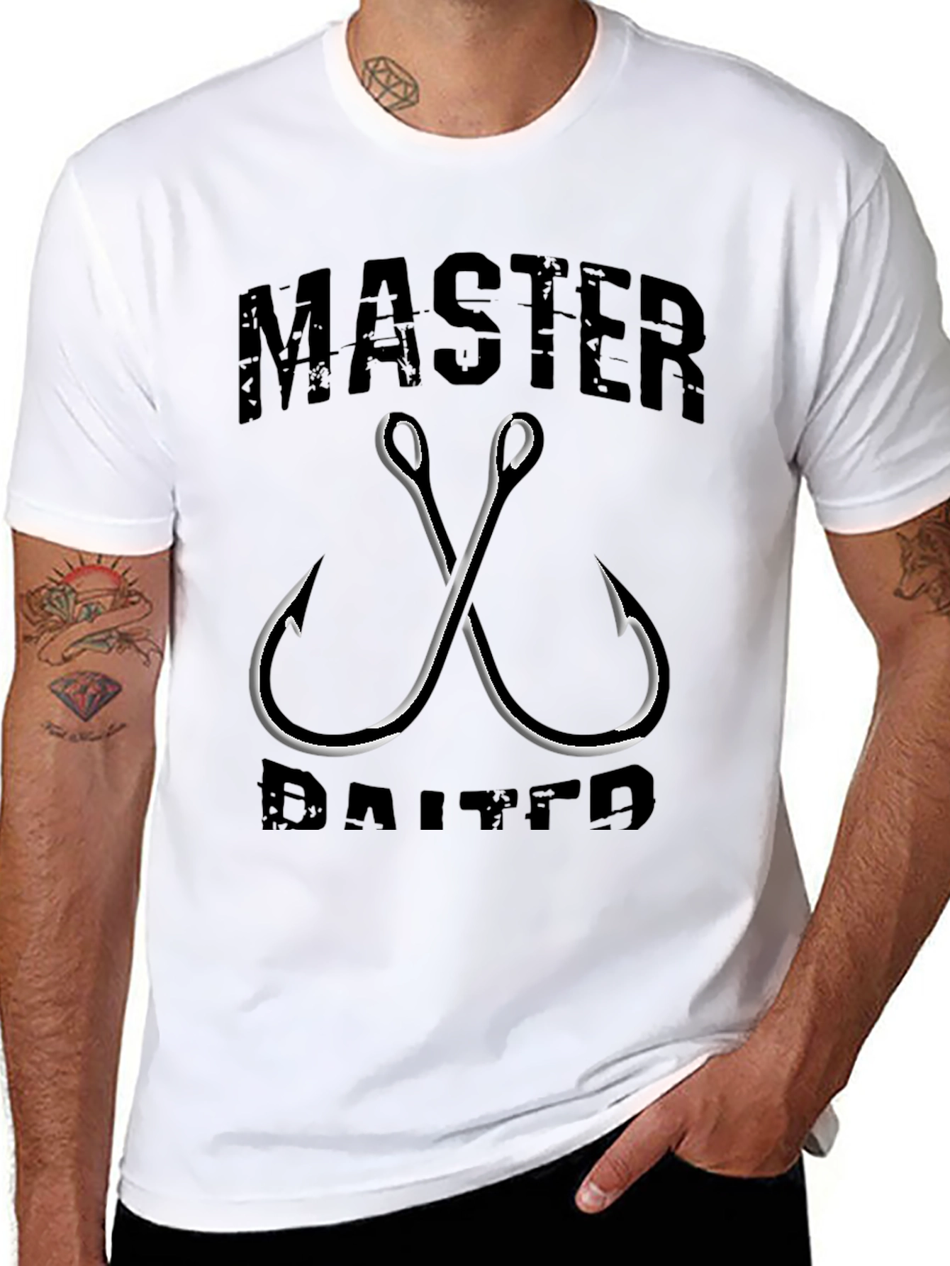 Master Baiter Black Graphic T-Shirt - Fishing Hook Design