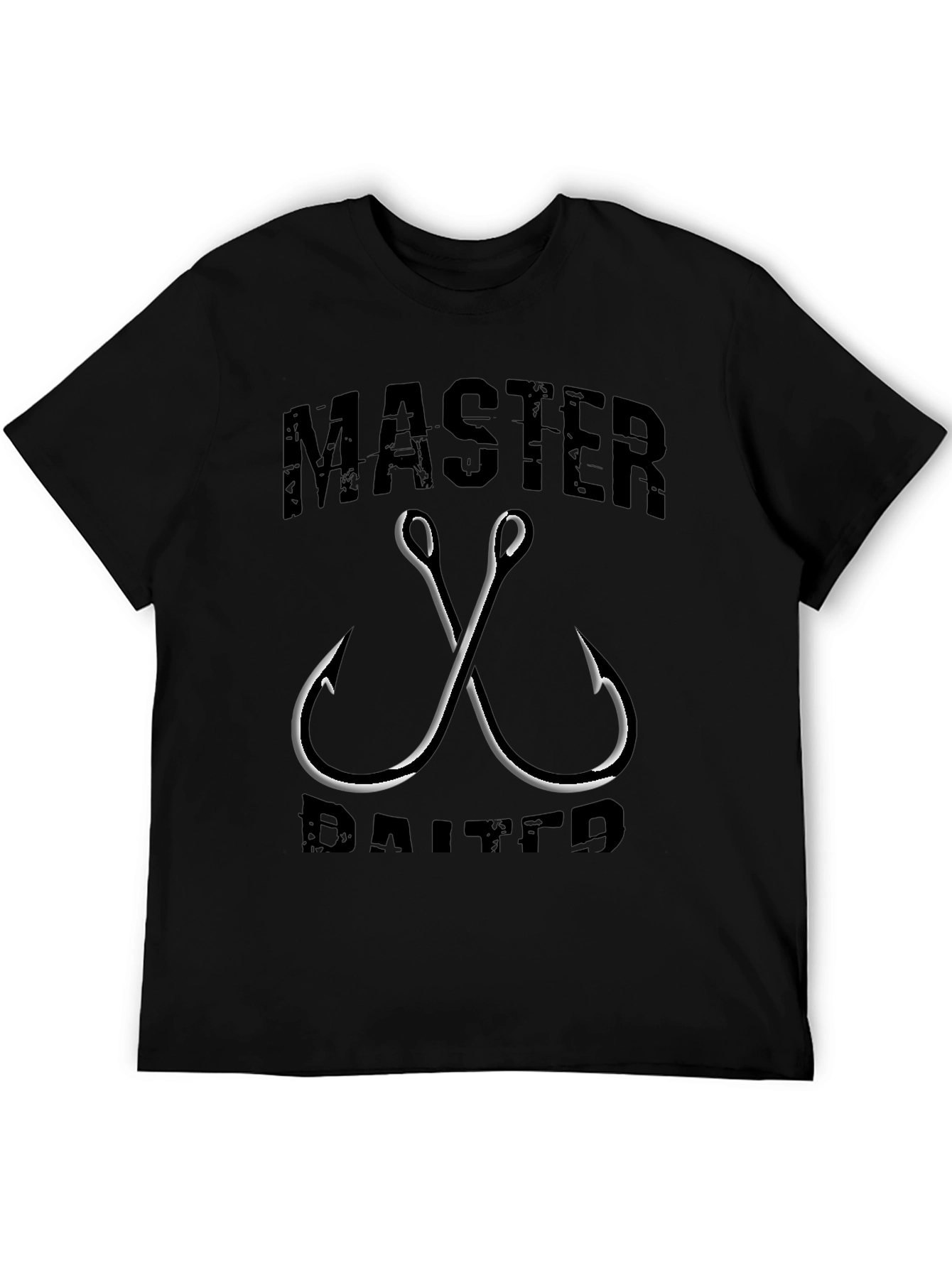 Master Baiter Black Graphic T-Shirt - Fishing Hook Design