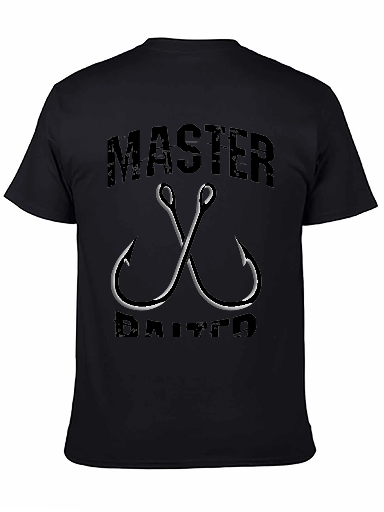 Master Baiter Black Graphic T-Shirt - Fishing Hook Design
