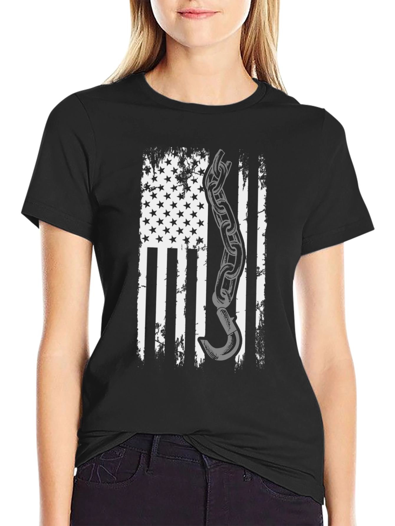 American Flag Tow Truck Driver T-Shirt