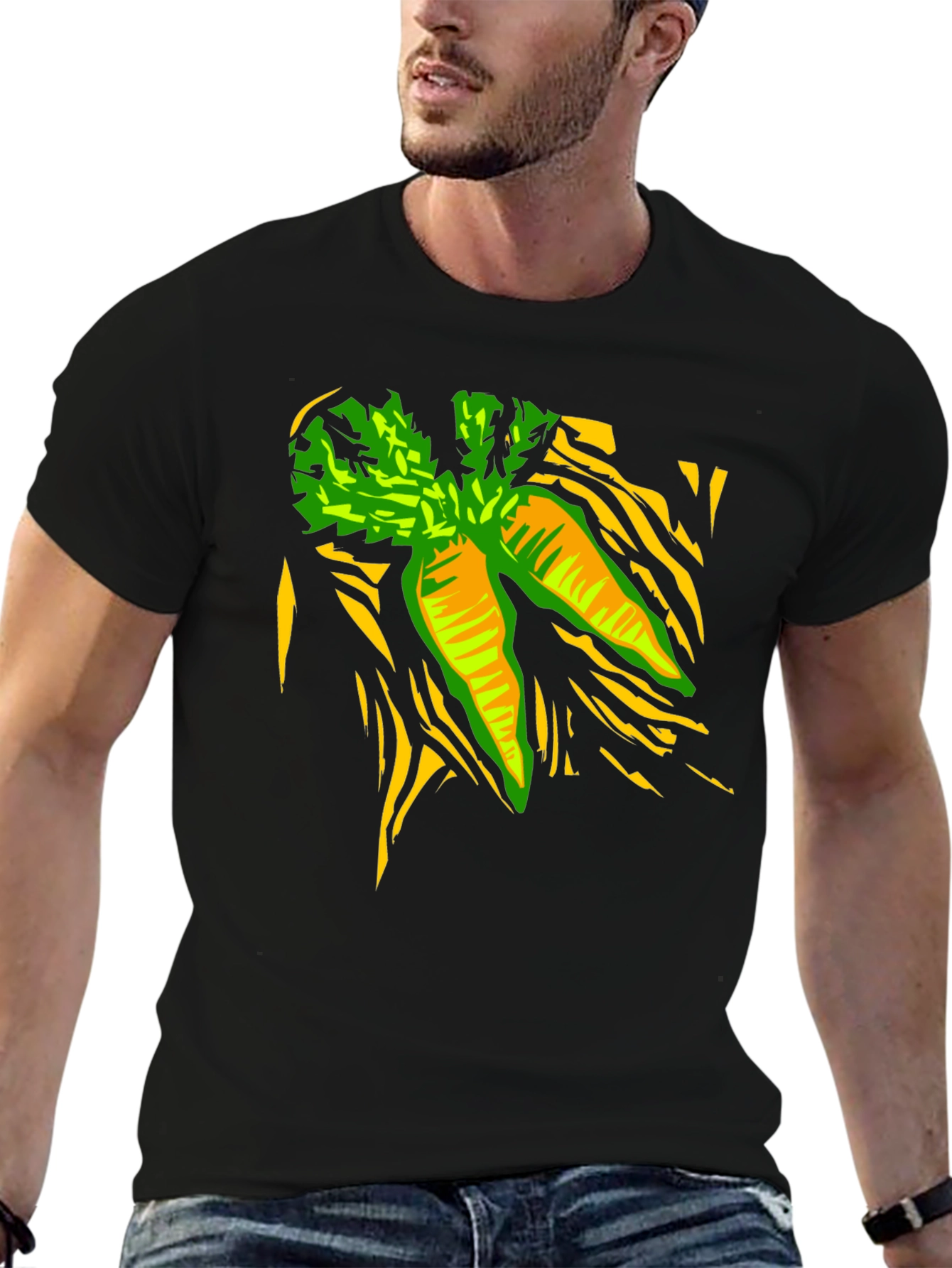 Carrot Graphic Print Black T-Shirt