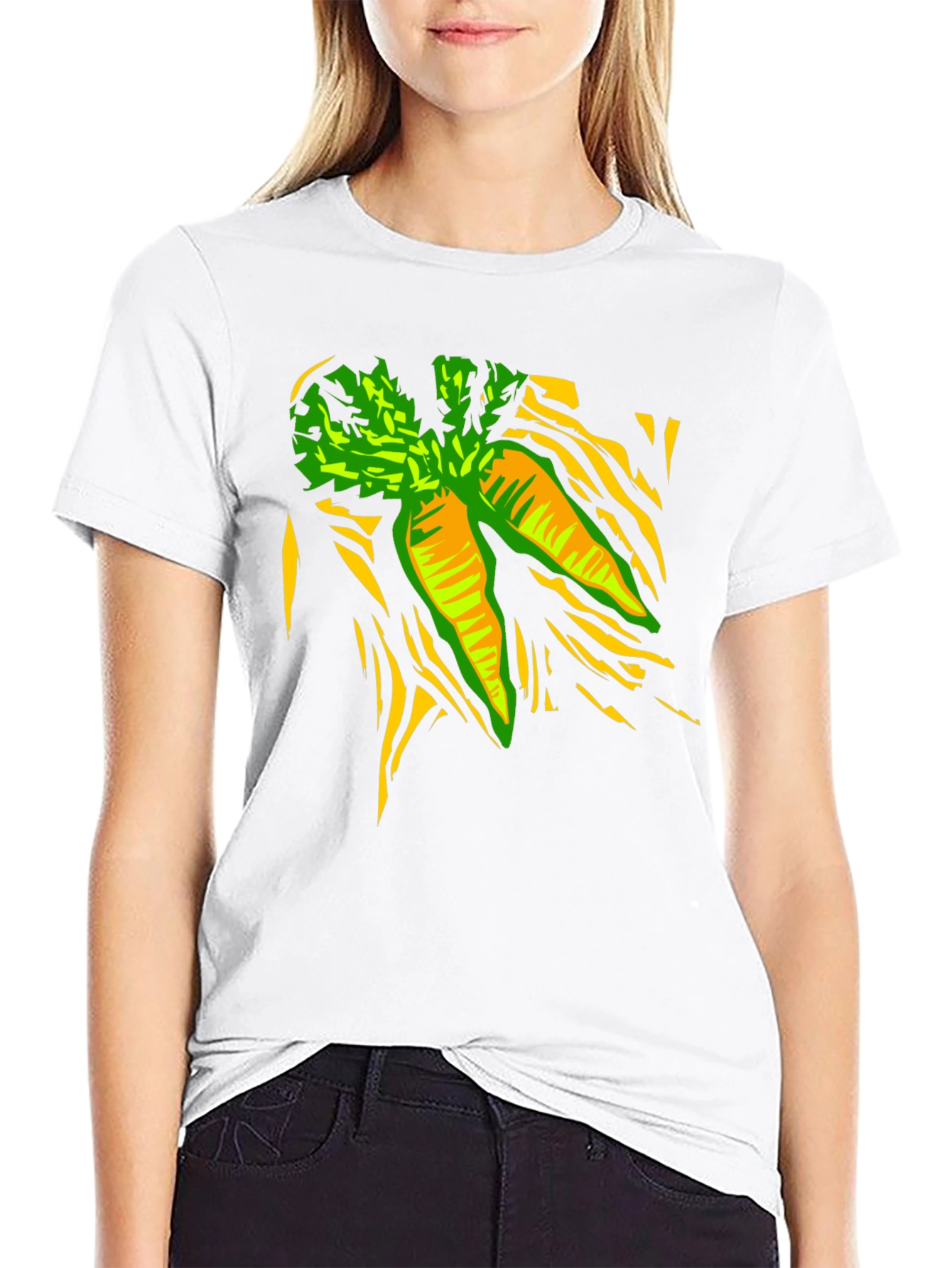Carrot Graphic Print Black T-Shirt
