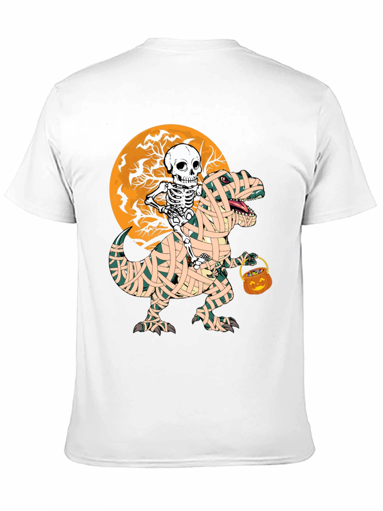 Halloween Skeleton Riding Mummy Dinosaur T-Shirt