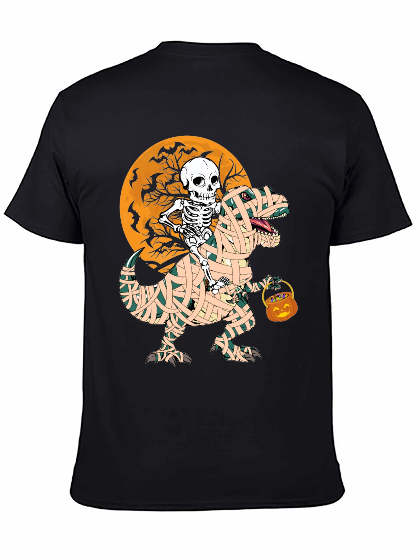 Halloween Skeleton Riding Mummy Dinosaur T-Shirt