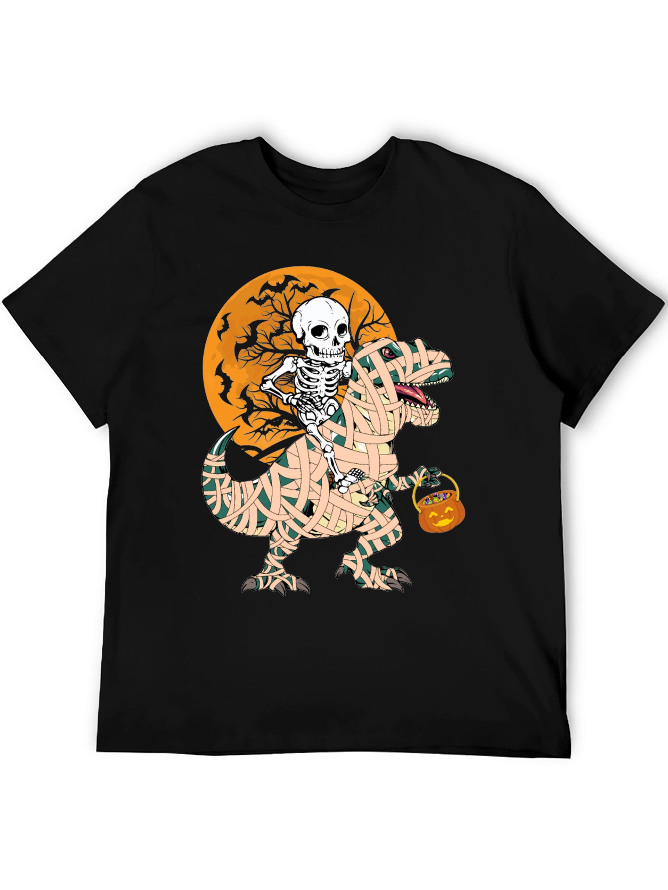 Halloween Skeleton Riding Mummy Dinosaur T-Shirt