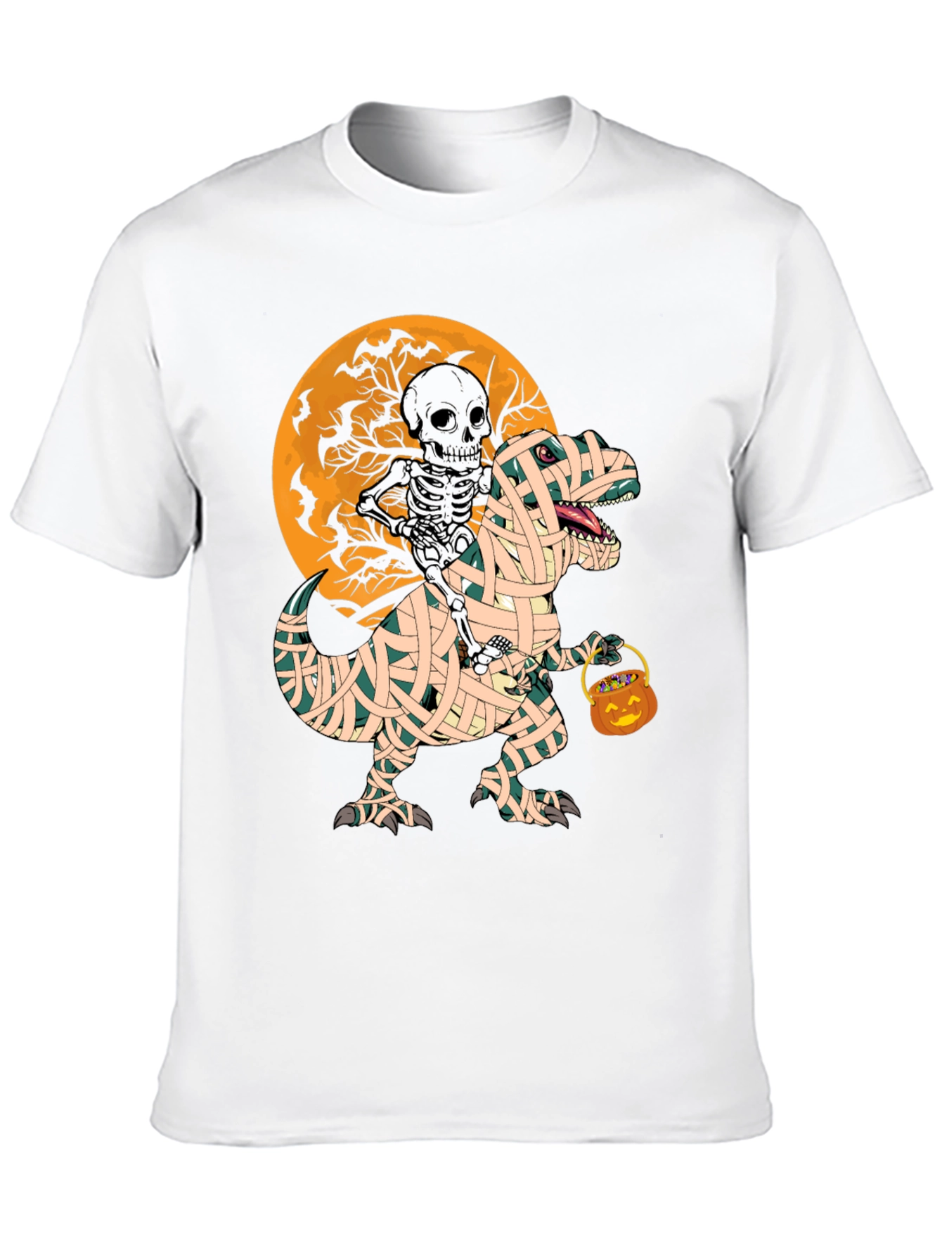 Halloween Skeleton Riding Mummy Dinosaur T-Shirt