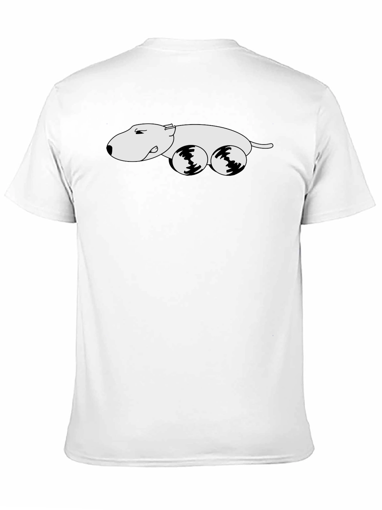 Black Tee with Cartoon Dog Car Graphic