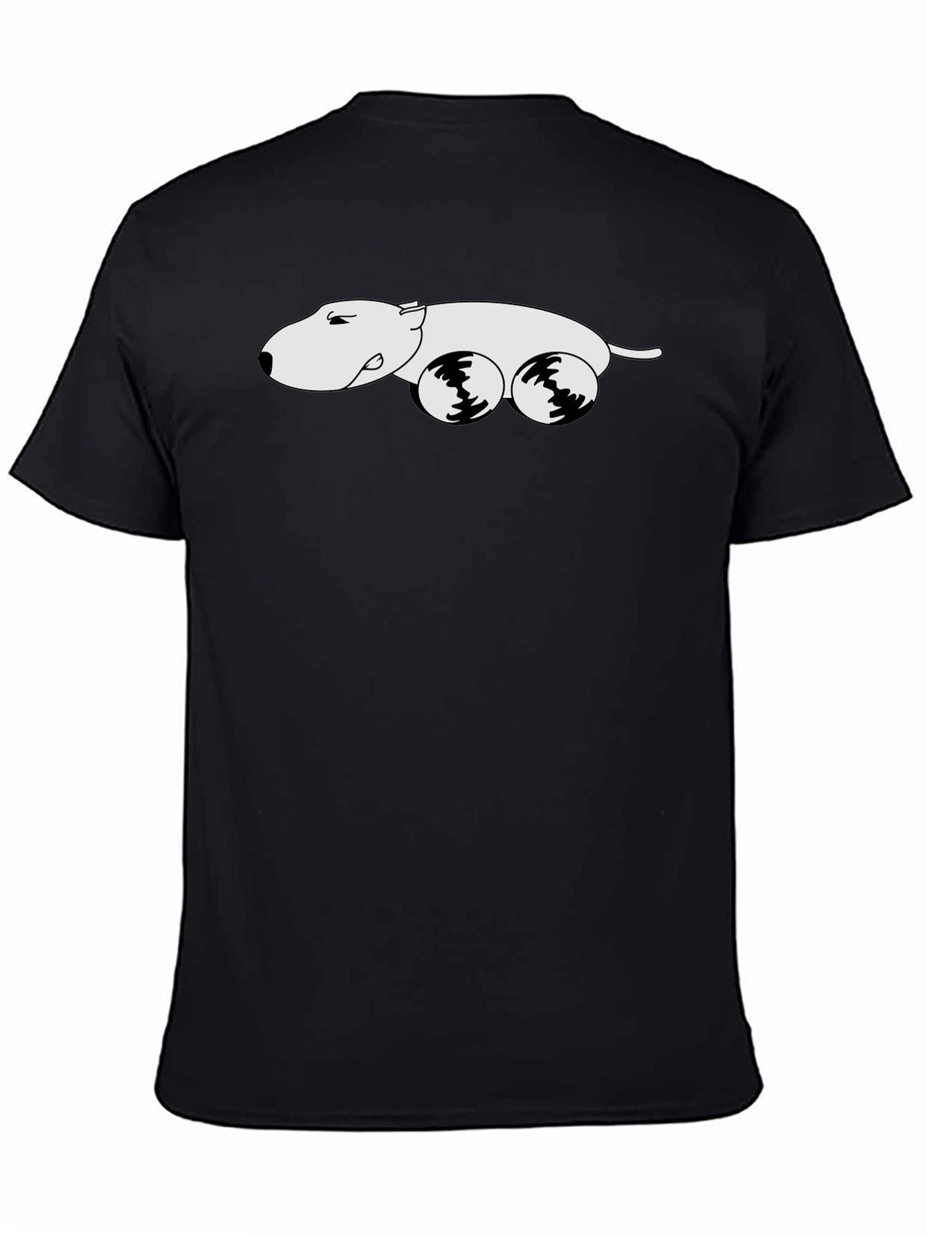 Black Tee with Cartoon Dog Car Graphic