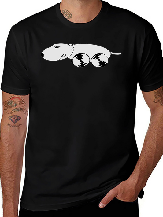 Black Tee with Cartoon Dog Car Graphic