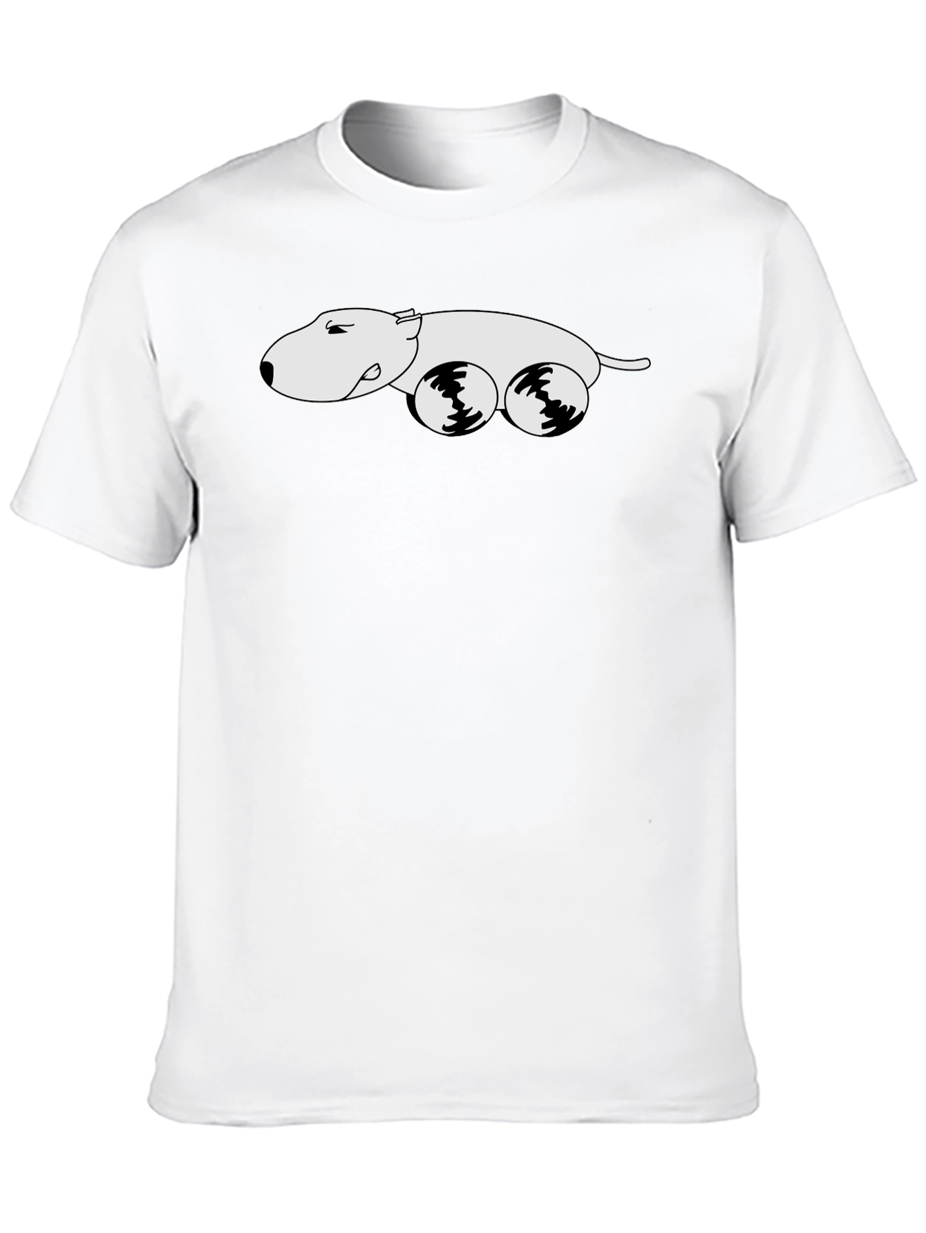 Black Tee with Cartoon Dog Car Graphic