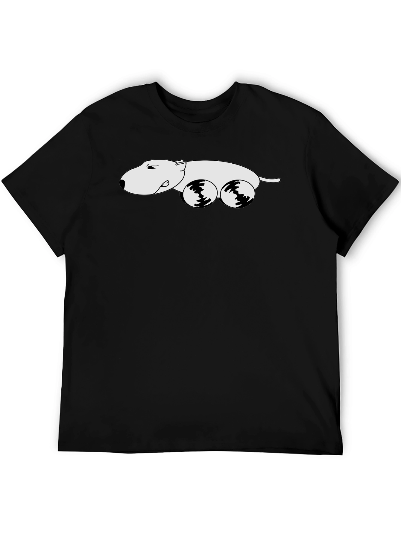Black Tee with Cartoon Dog Car Graphic