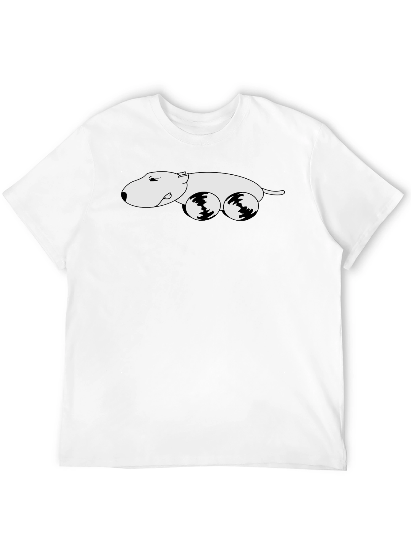 Black Tee with Cartoon Dog Car Graphic