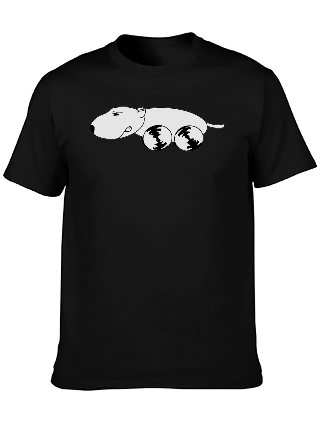 Black Tee with Cartoon Dog Car Graphic