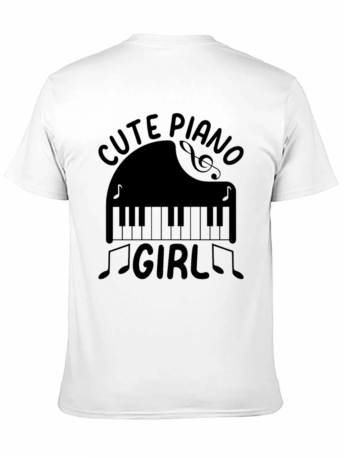 Cute Piano Girl Black T-Shirt