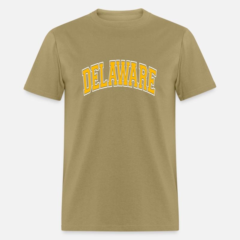Delaware Varsity Style Amber Text