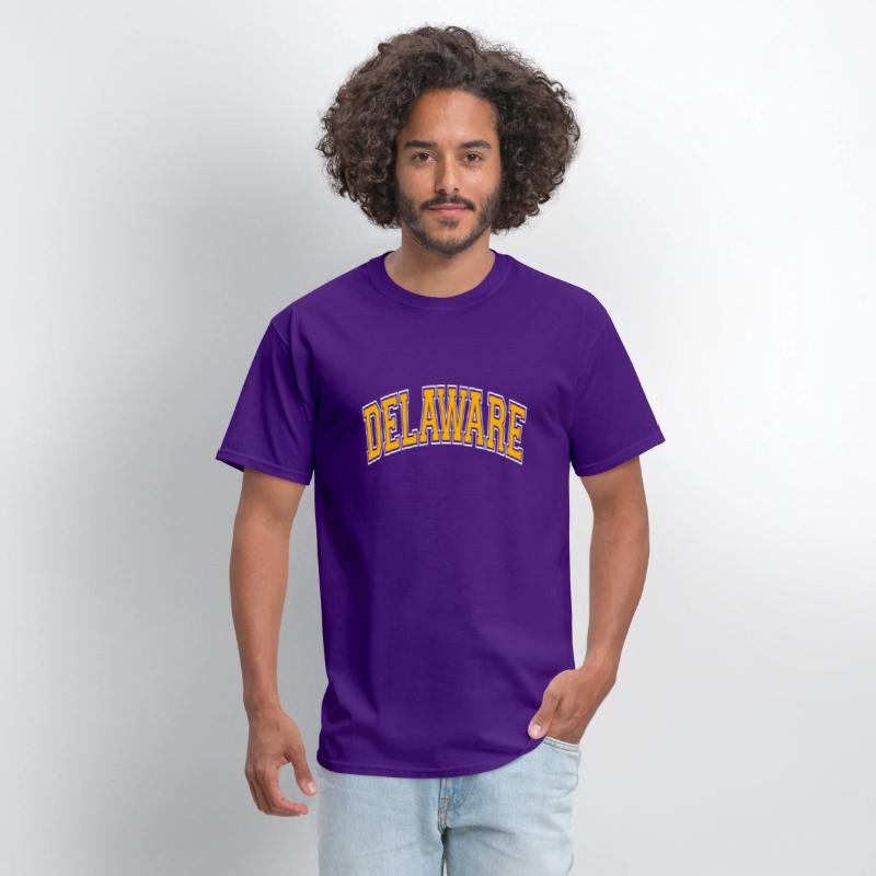 Delaware Varsity Style Amber Text