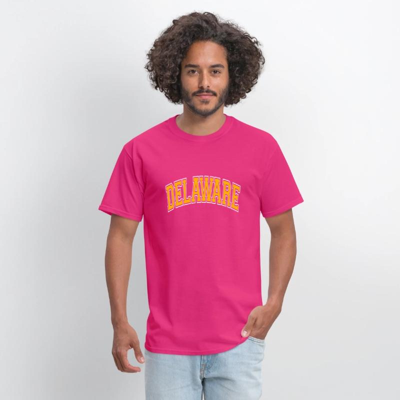 Delaware Varsity Style Amber Text
