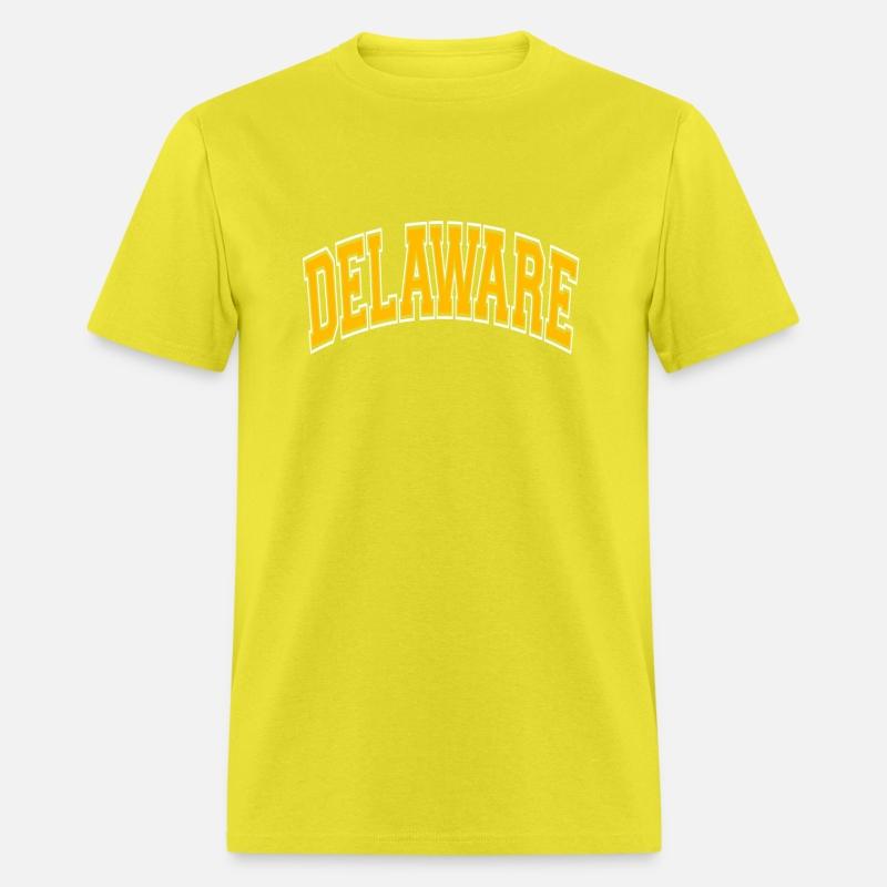 Delaware Varsity Style Amber Text