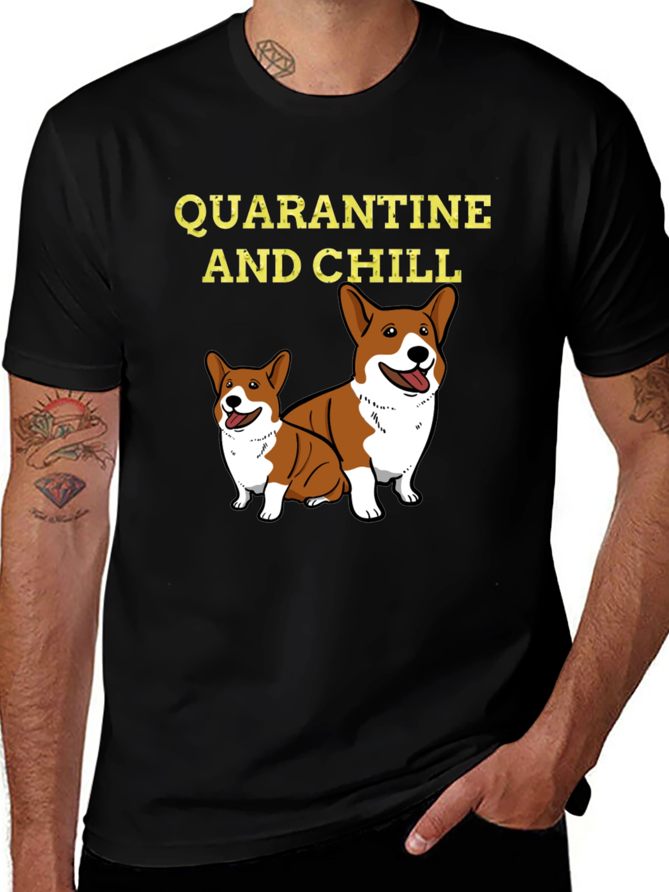 Quarantine and Chill Corgi Graphic Tee
