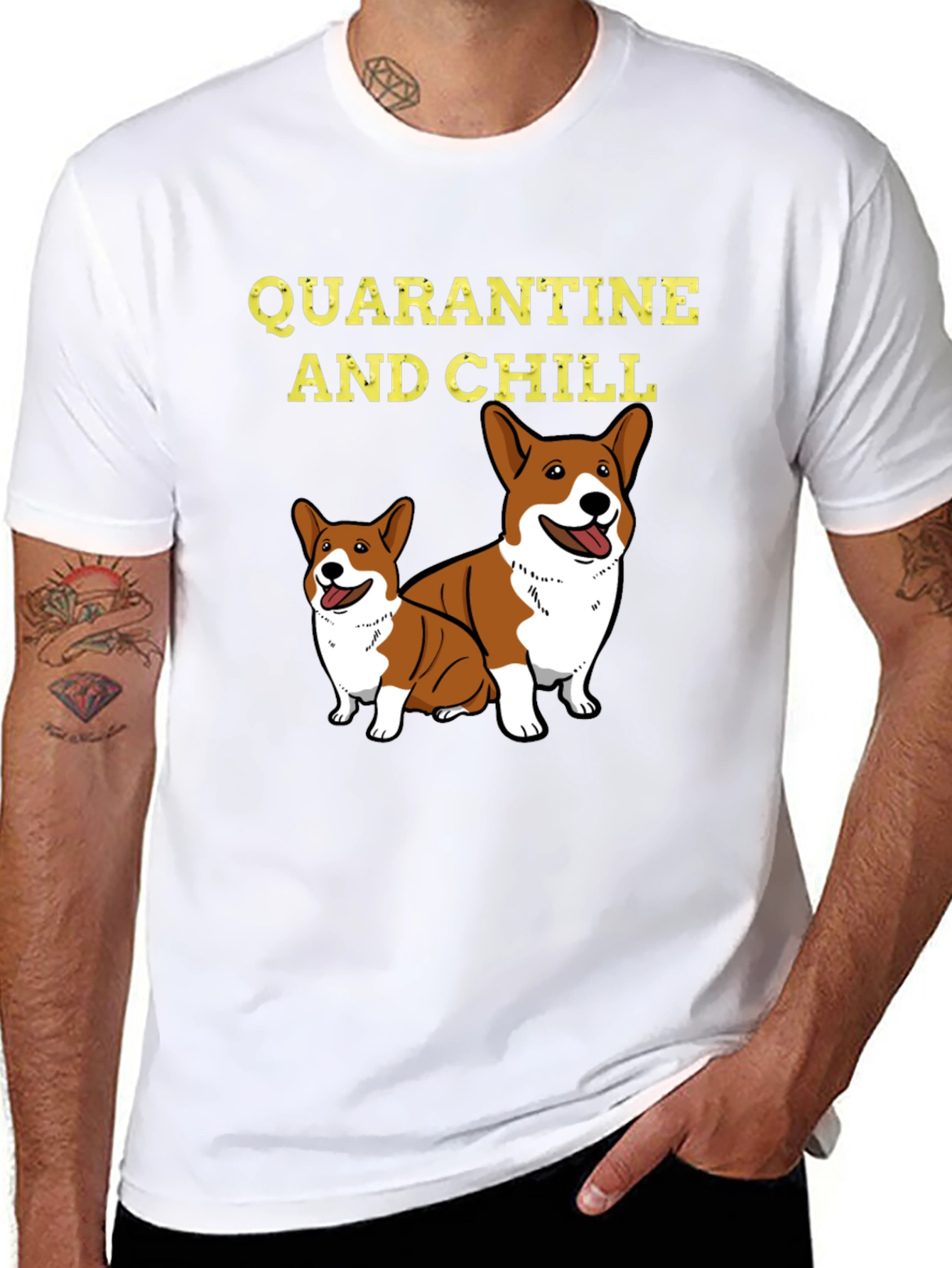 Quarantine and Chill Corgi Graphic Tee