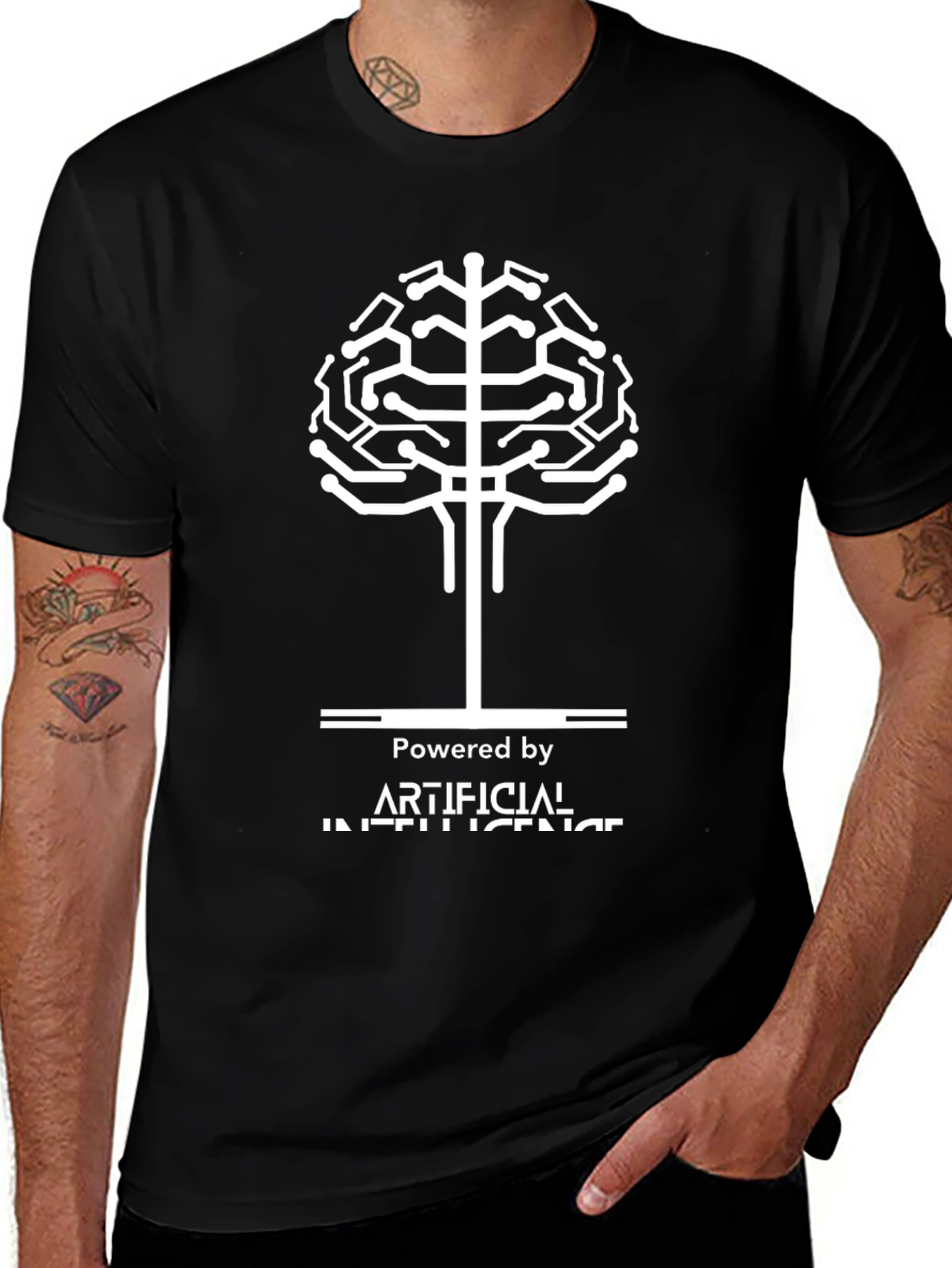AI Powered Black T-Shirt - Artificial Intelligence Design