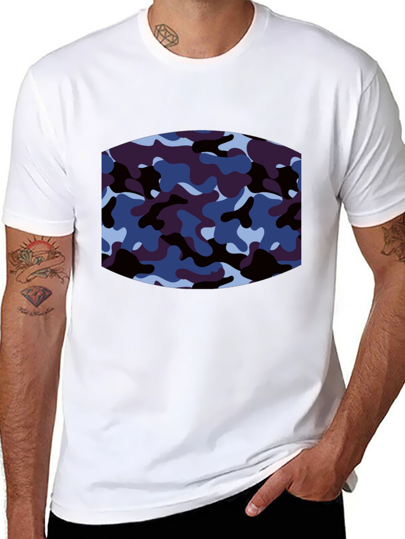 Mens Camo Graphic Print Black T-Shirt