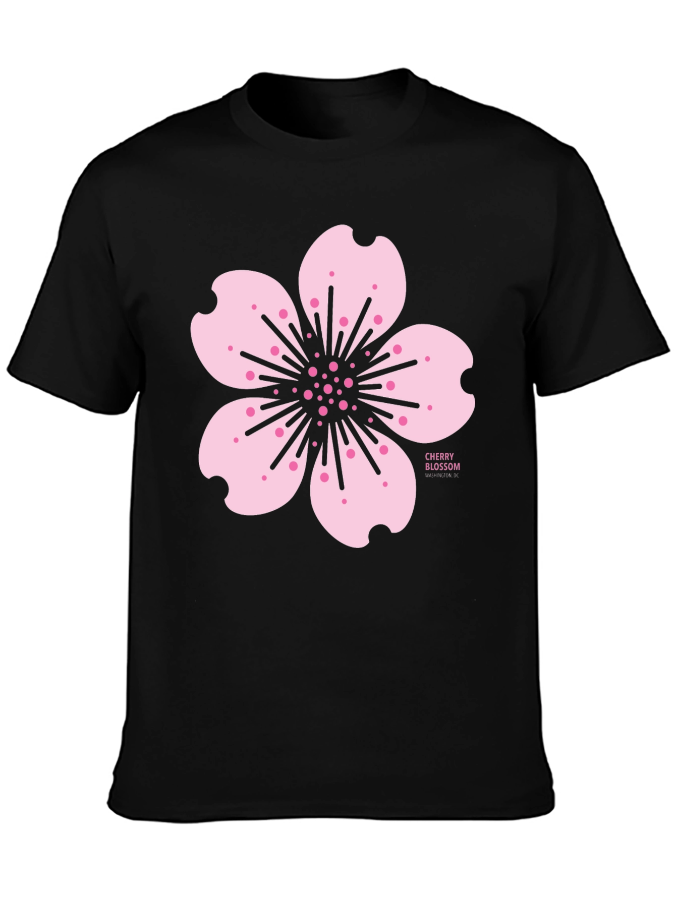 Cherry Blossom Graphic Tee - Black Cotton T-Shirt