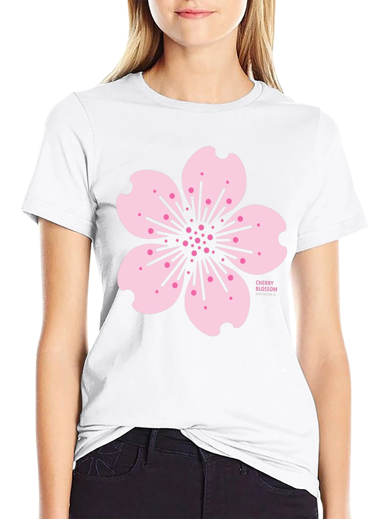 Cherry Blossom Graphic Tee - Black Cotton T-Shirt