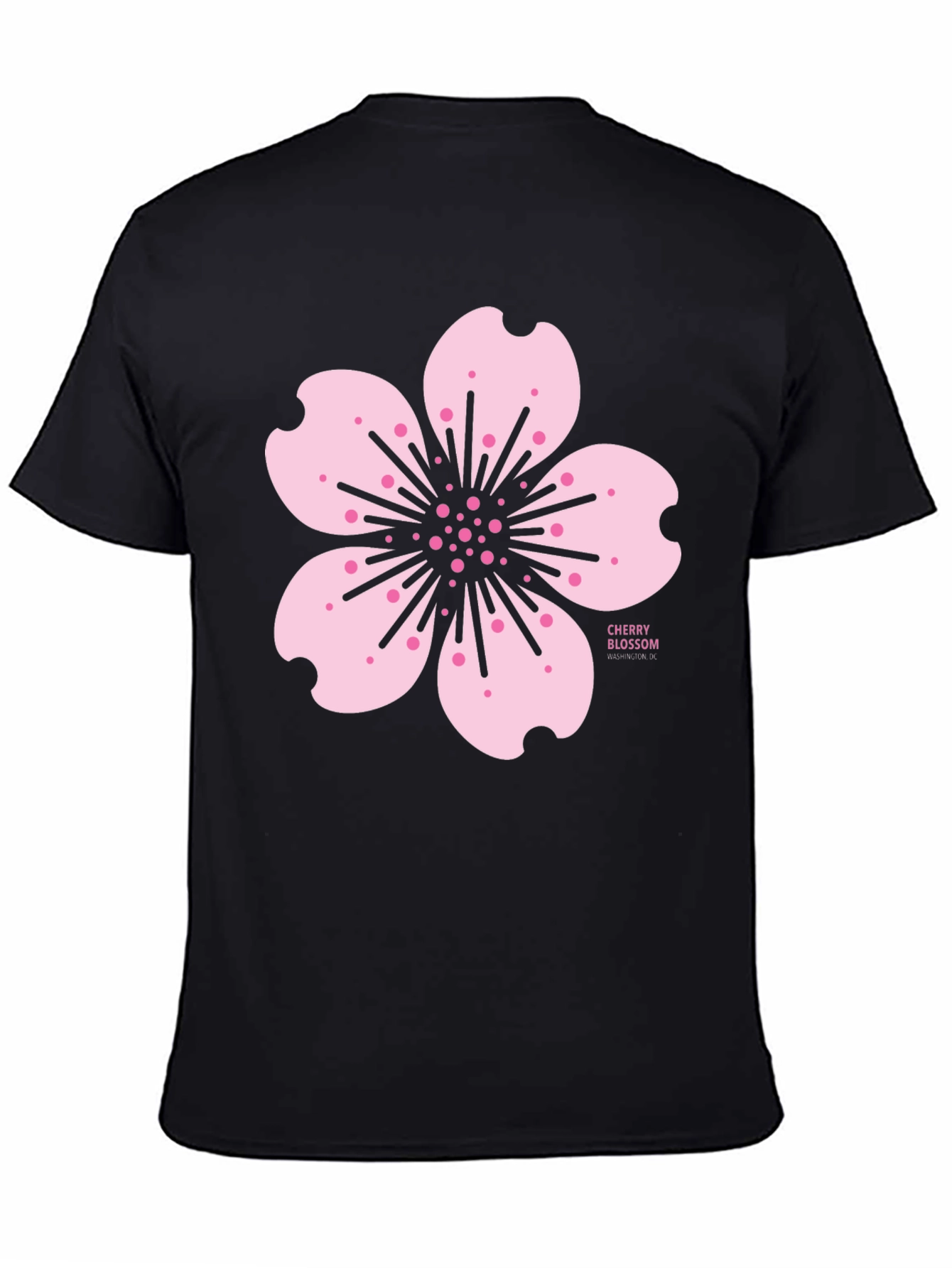 Cherry Blossom Graphic Tee - Black Cotton T-Shirt