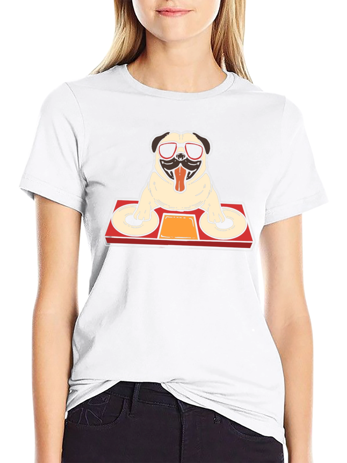 DJ Pug Graphic T-Shirt - Black