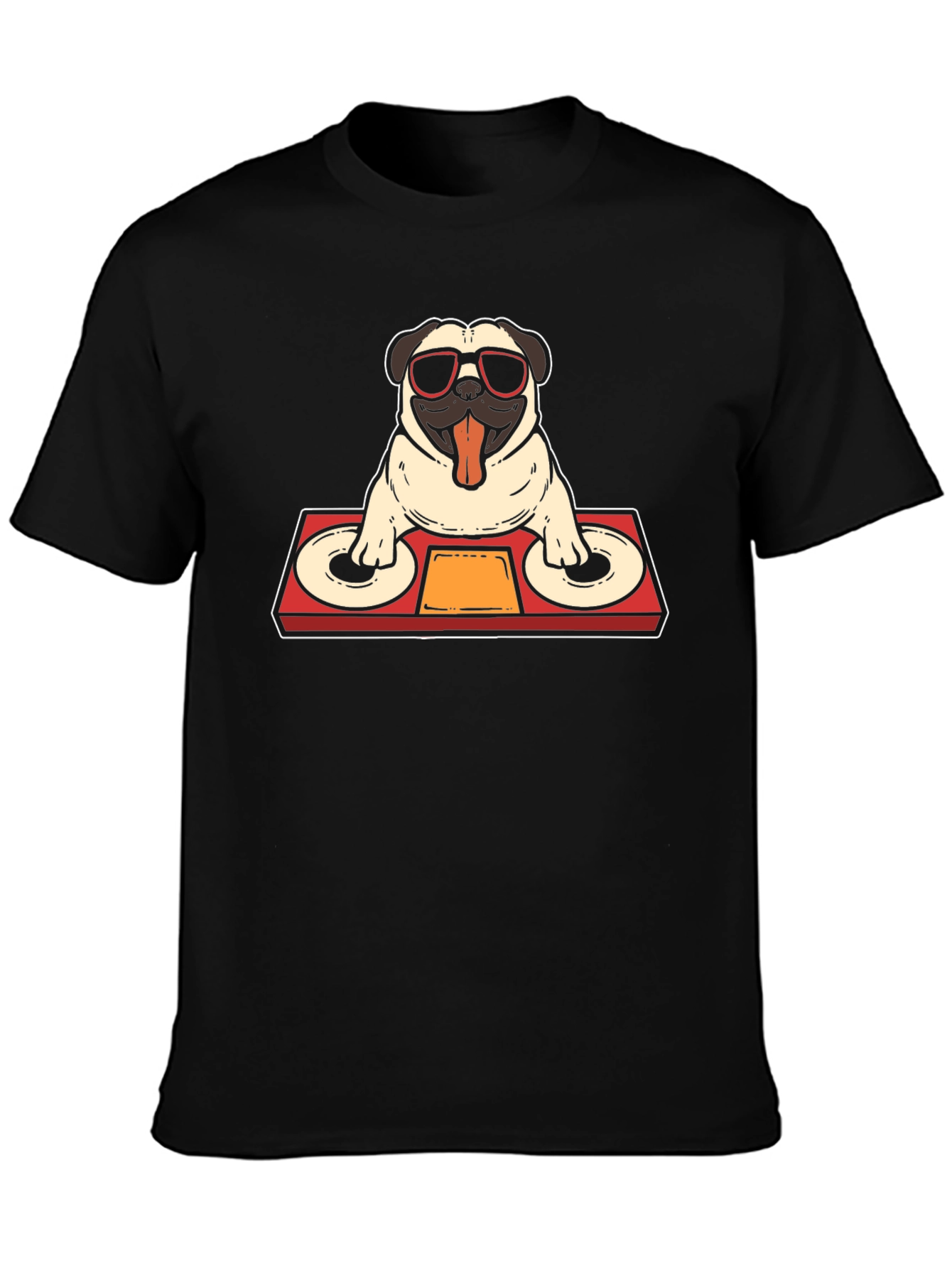 DJ Pug Graphic T-Shirt - Black