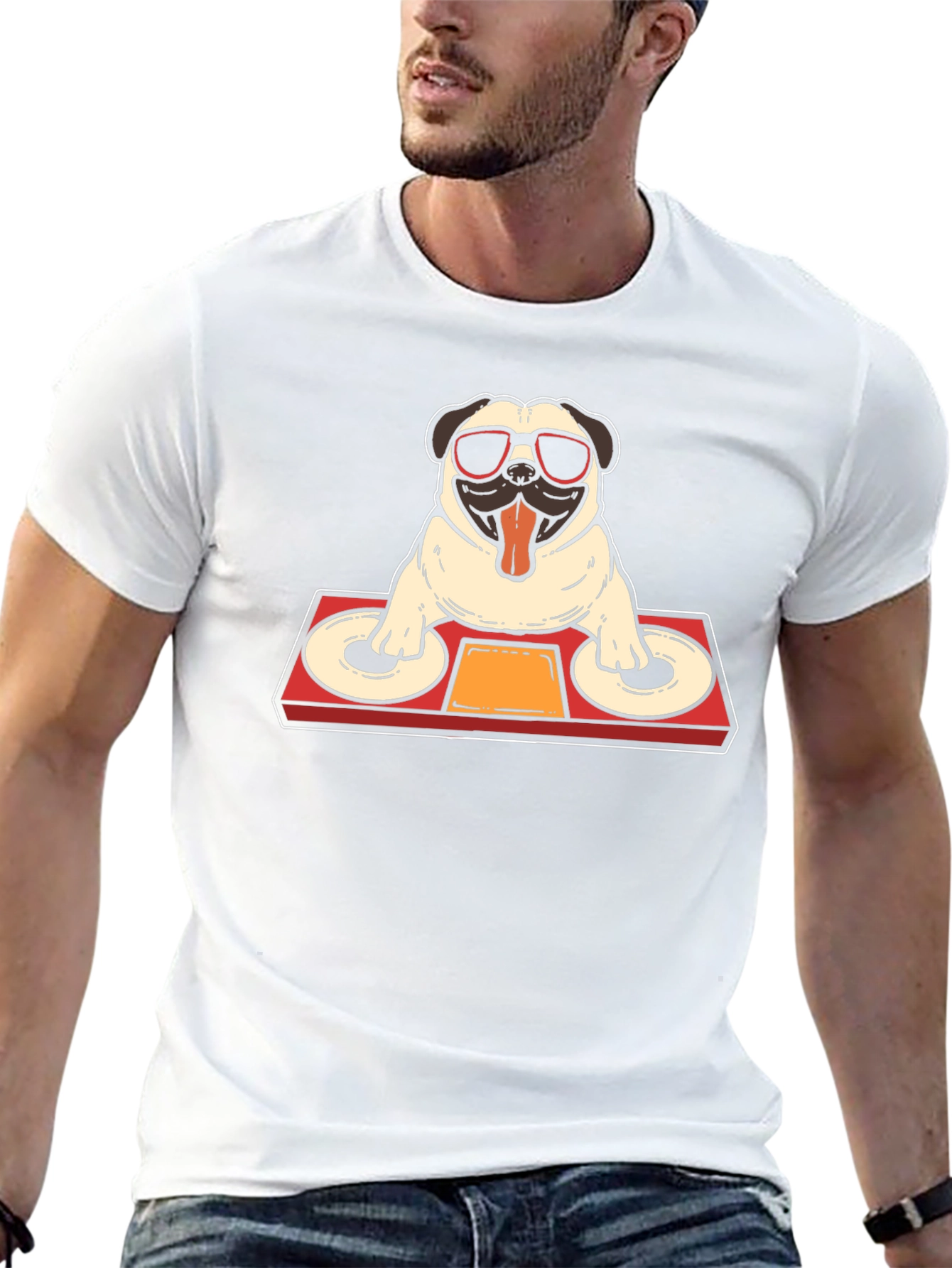 DJ Pug Graphic T-Shirt - Black