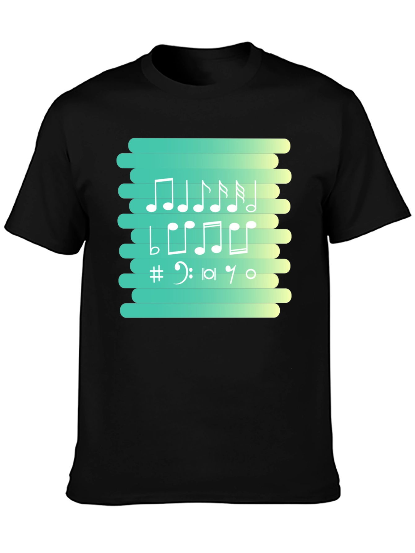 Musical Notes Graphic Tee - Black Cotton T-Shirt