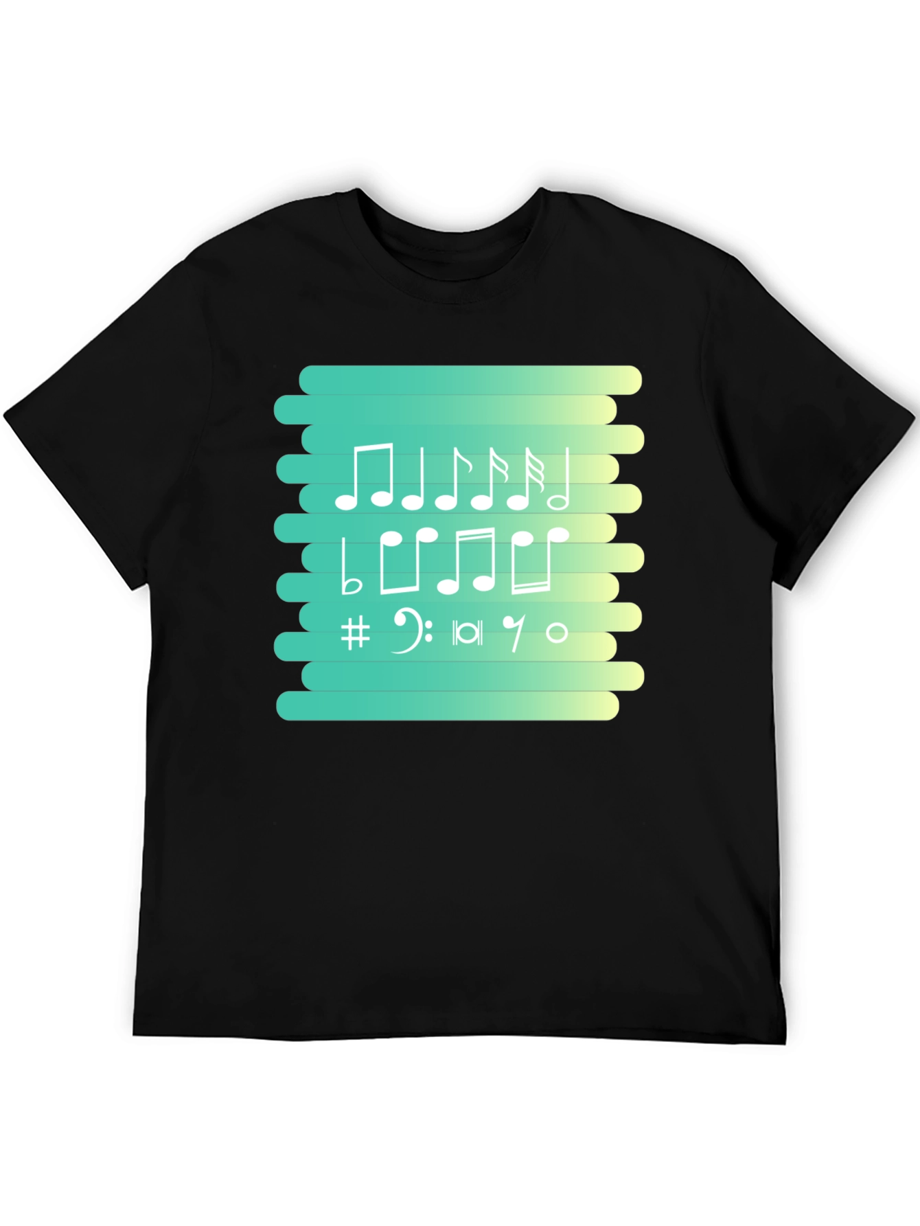 Musical Notes Graphic Tee - Black Cotton T-Shirt