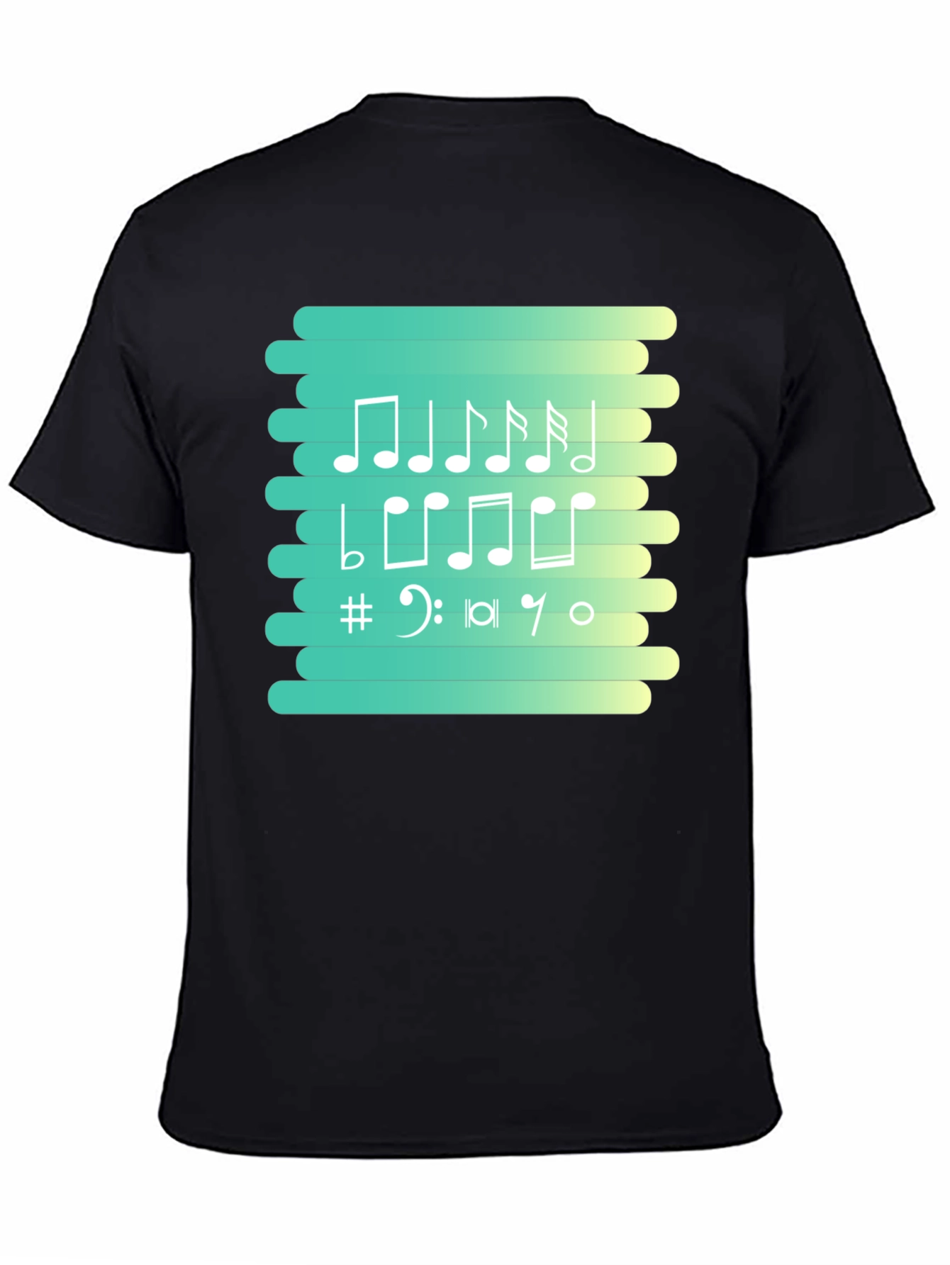Musical Notes Graphic Tee - Black Cotton T-Shirt