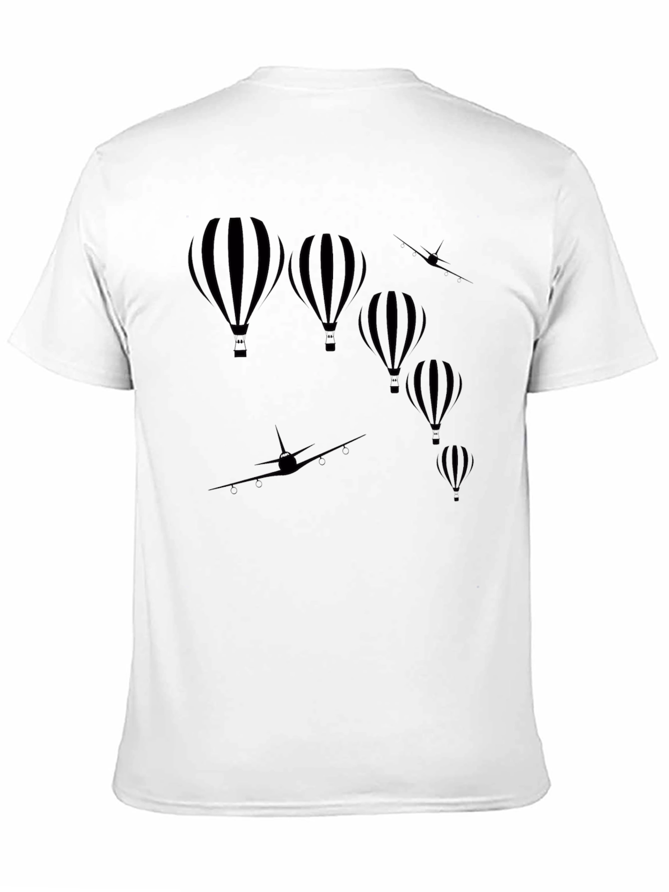 Black Hot Air Balloon & Airplane Graphic Tee